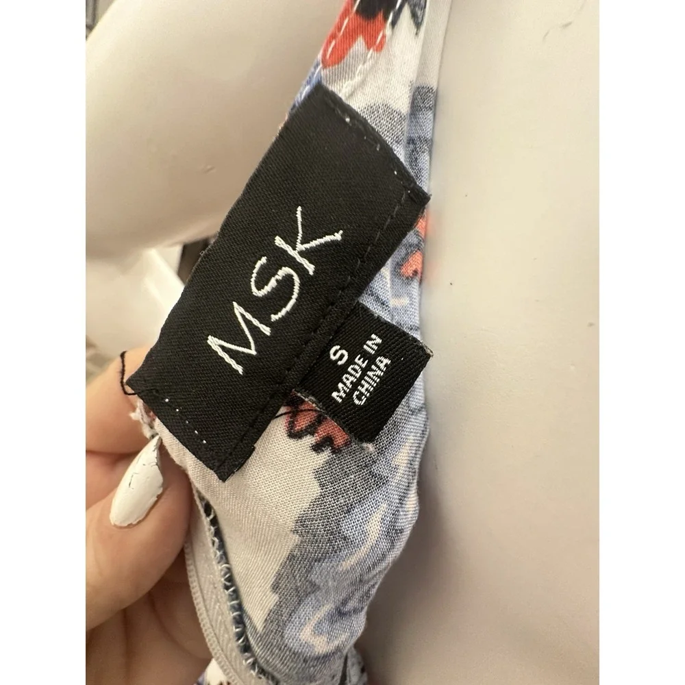 Macy's MSK Sleeveless Maxi Dress Women Size S‎ 4/6 Paisley Flowy Boho Tie Front - Picture 4 of 8